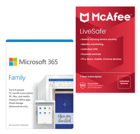 RABATT BÜNDEL: Microsoft 365 Personal + McAfee  LiveSafe - Family Use