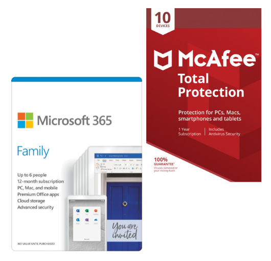 PROMO PACKAGE: Microsoft  365 Family + McAfee Total Protection 10